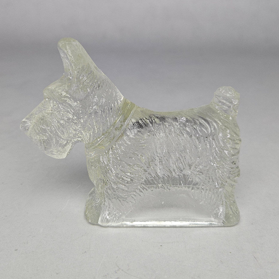 Vintage Clear Pressed Glass Scottish Terrier Candy Container