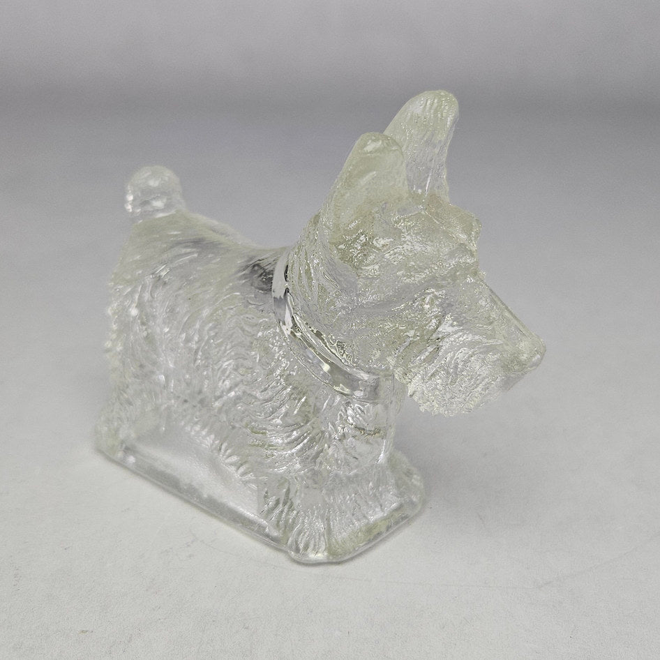 Vintage Clear Pressed Glass Scottish Terrier Candy Container