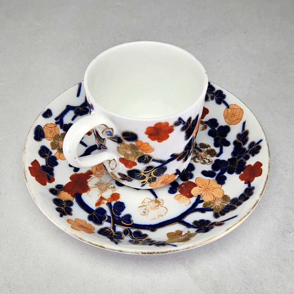 Overhead view of Coalport cup and matching floral saucer