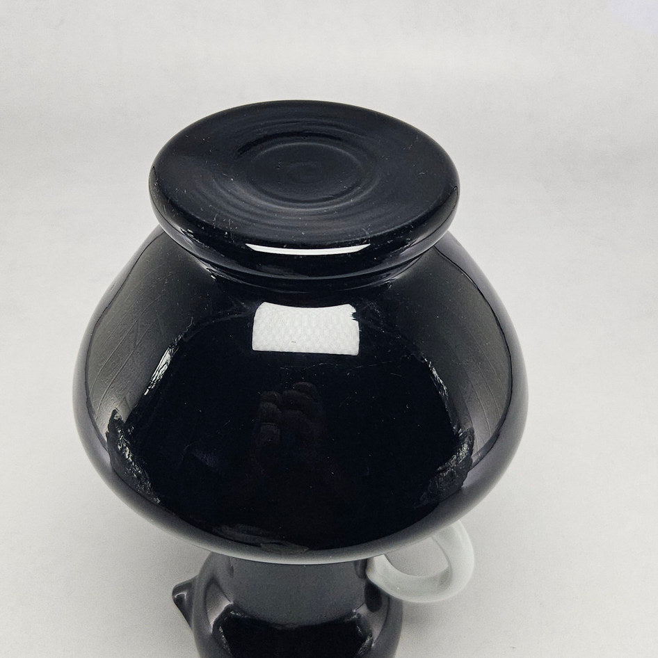 Vintage Empoli Italian Glass Black and White Cased Glass Pitcher