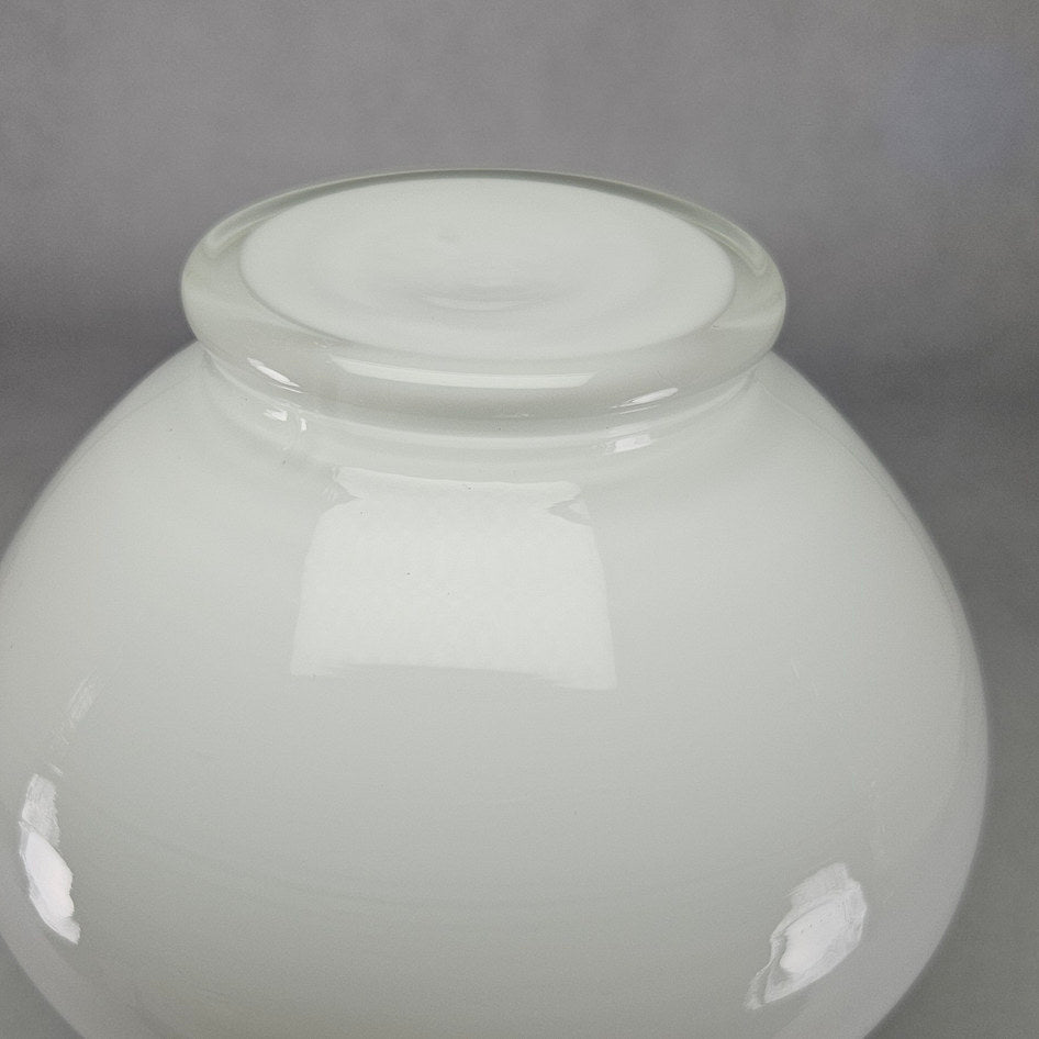 Vintage Empoli Italian Opaque White Glass Vase with Black Handles