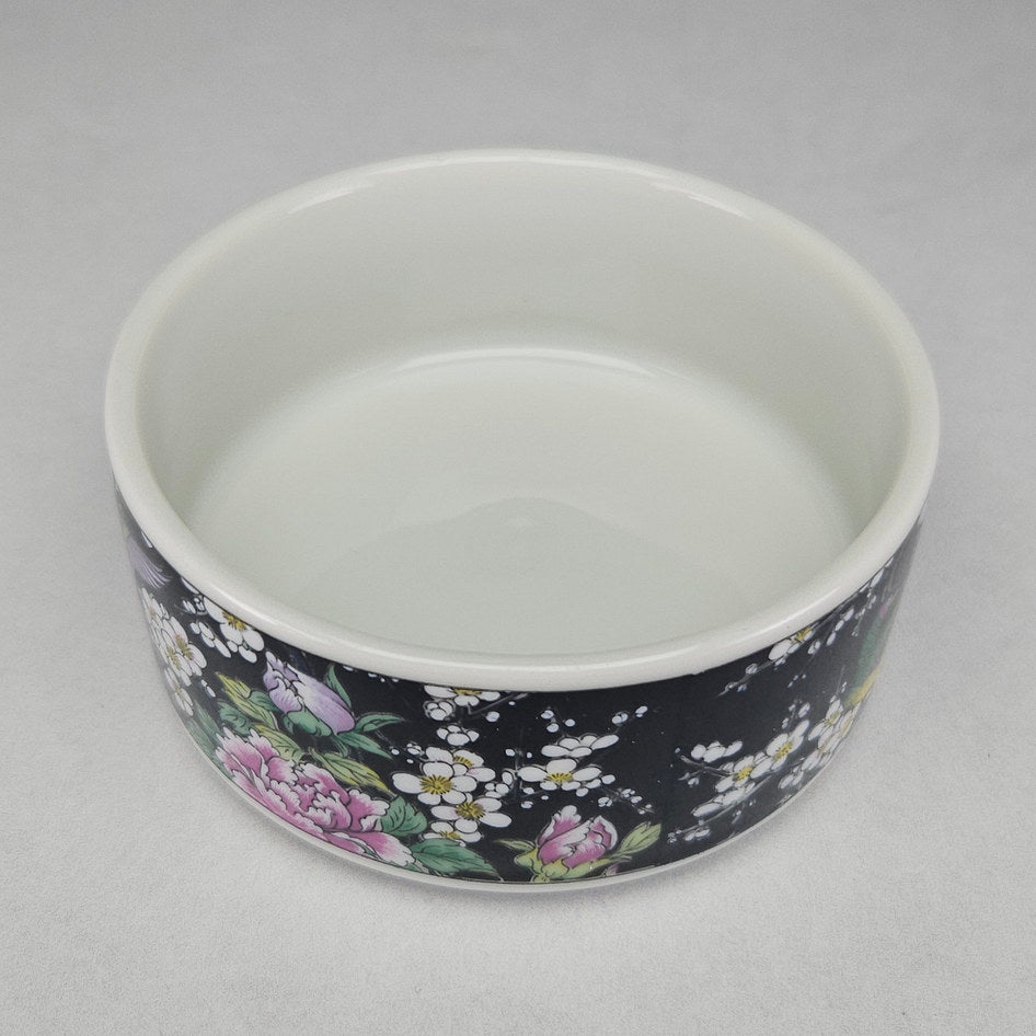 Vintage Japanese Peacock and Floral Ceramic Lidded Trinket Box