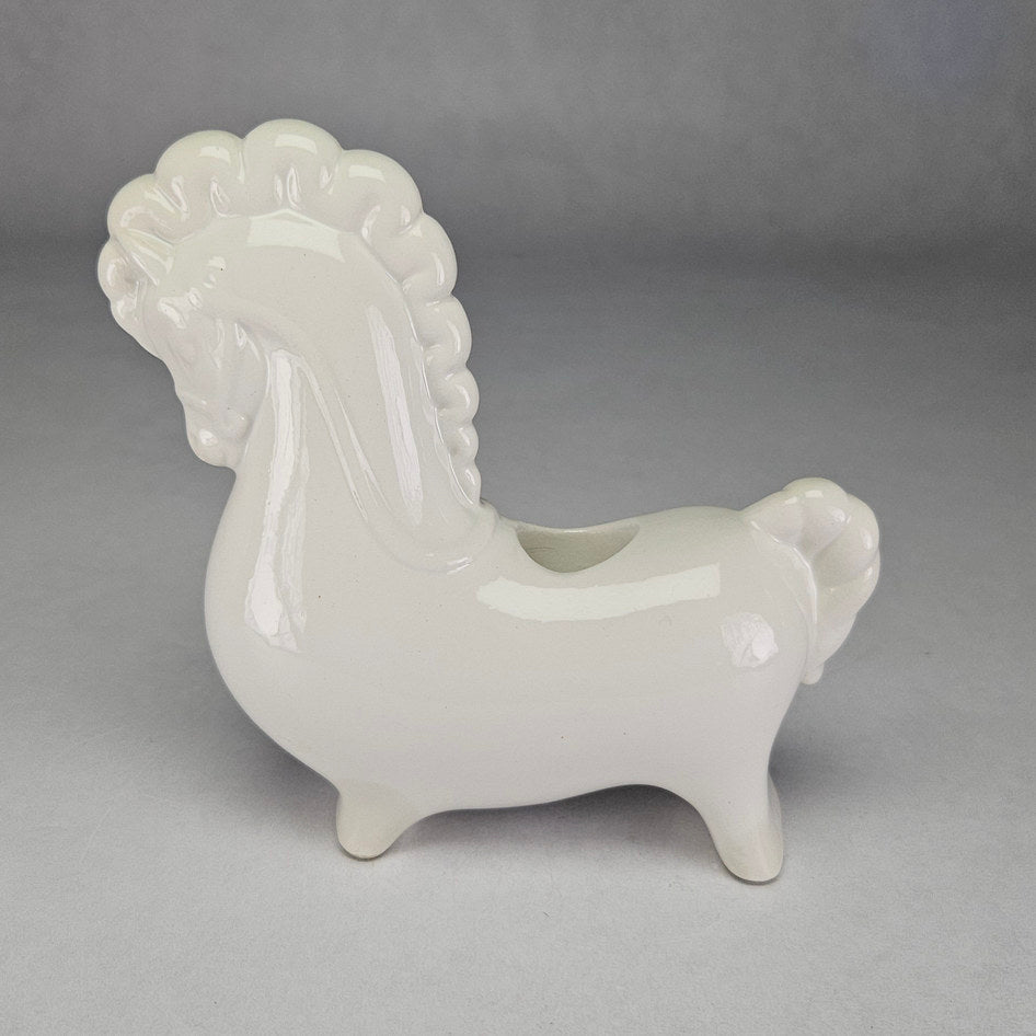Vintage Mideramica White Ceramic Horse-Shaped Candle Holder