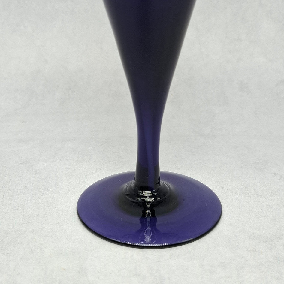 Vintage Purple and White Cased Glass Bud Vase with Yellow-Bellied Sapsucker Motif