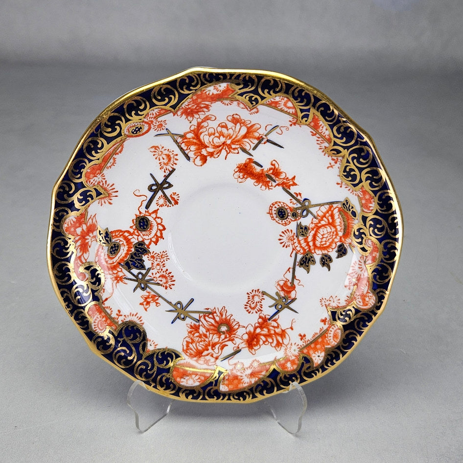 Close view of Derby 2649 floral porcelain decoration
