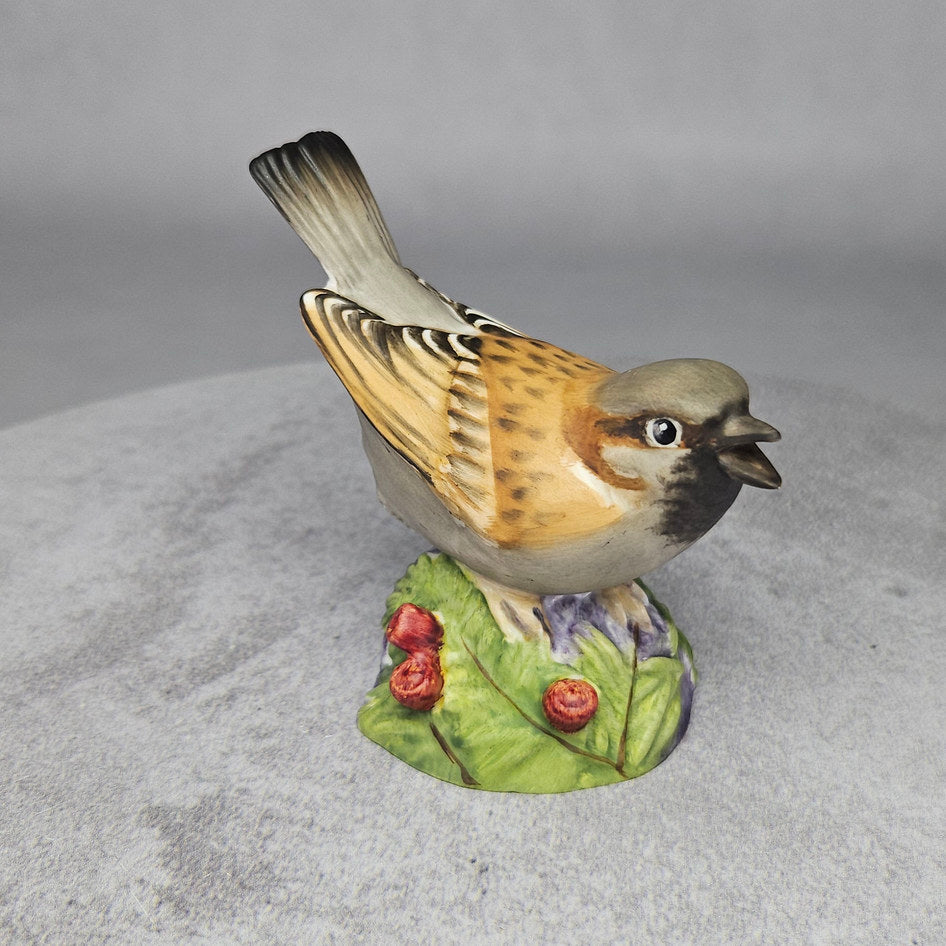 Vintage Royal Worcester bone china sparrow figurine, front view