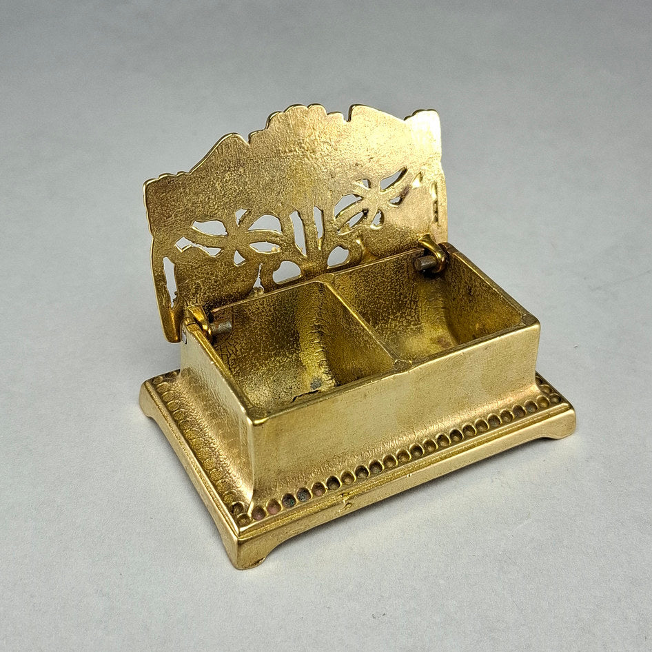Vintage Solid Brass Art Nouveau-Style Sunflower Stamp Box