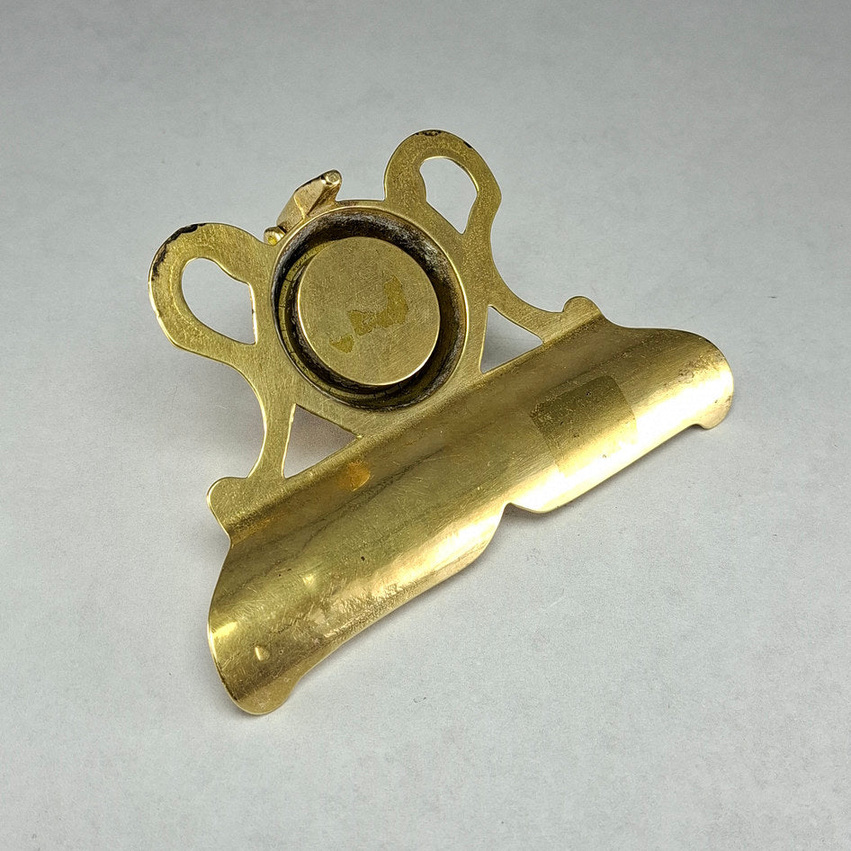Vintage Solid Cast Brass Victorian-Style Desk Inkwell