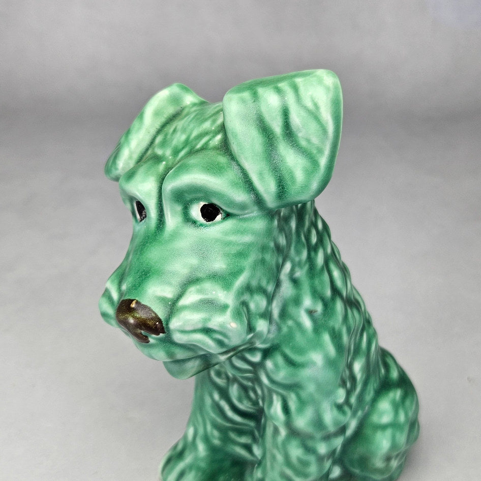 Vintage SylvaC 1379 Green Seated Terrier Dog Figurine, view 4