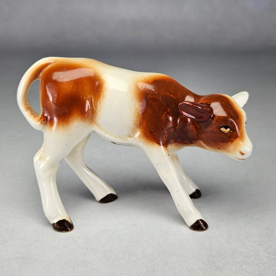 Vintage SylvaC 1431 Brown and Cream Calf Figurine, view 1