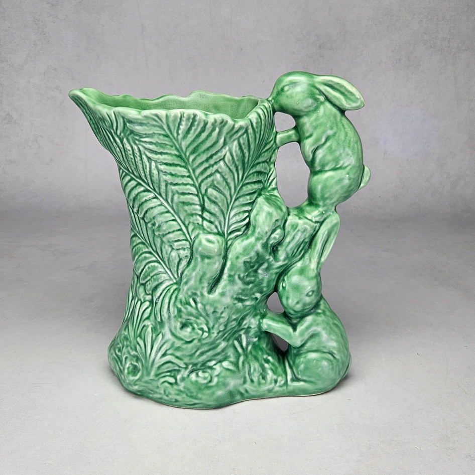 Vintage SylvaC 1978 Green Rabbit and Fern Jug Vase, view 1