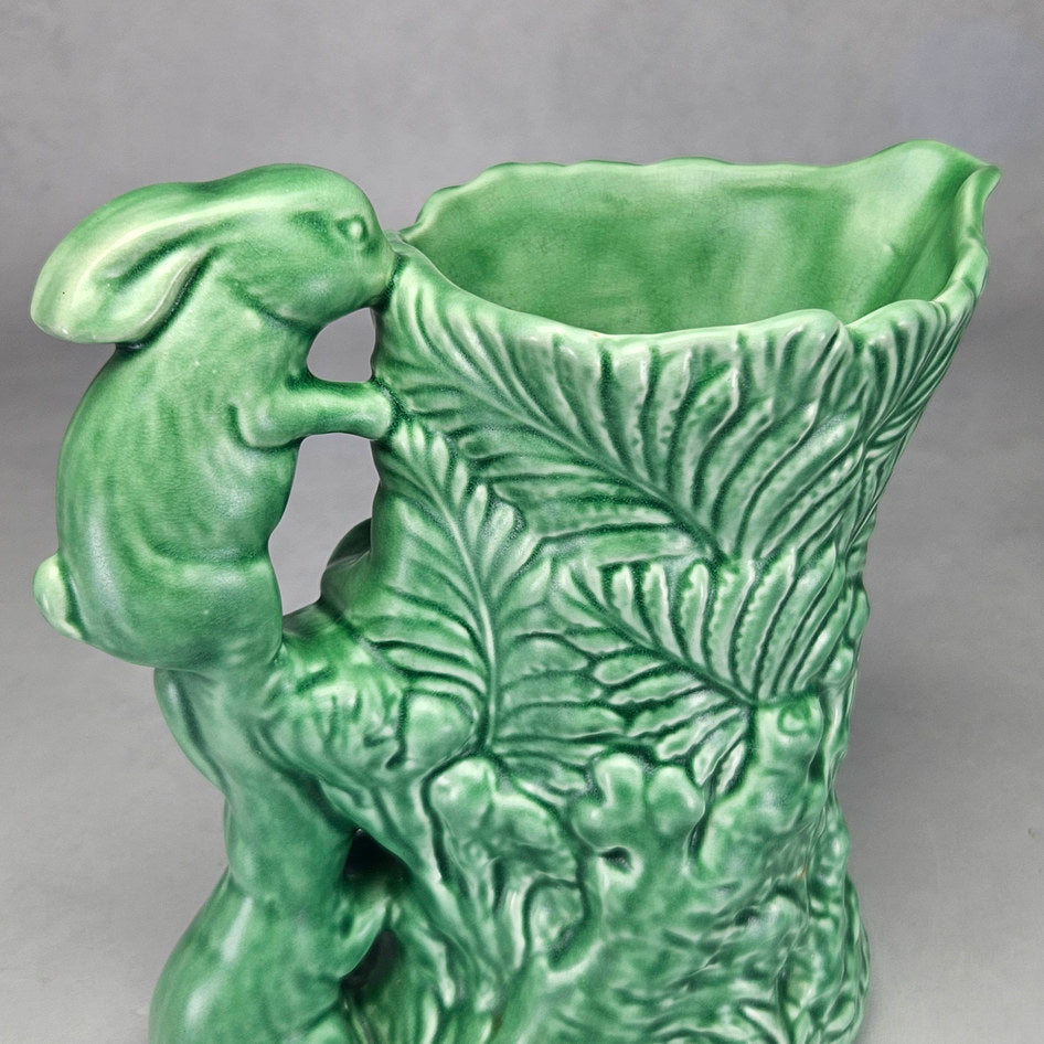 Vintage SylvaC 1978 Green Rabbit and Fern Jug Vase, view 4