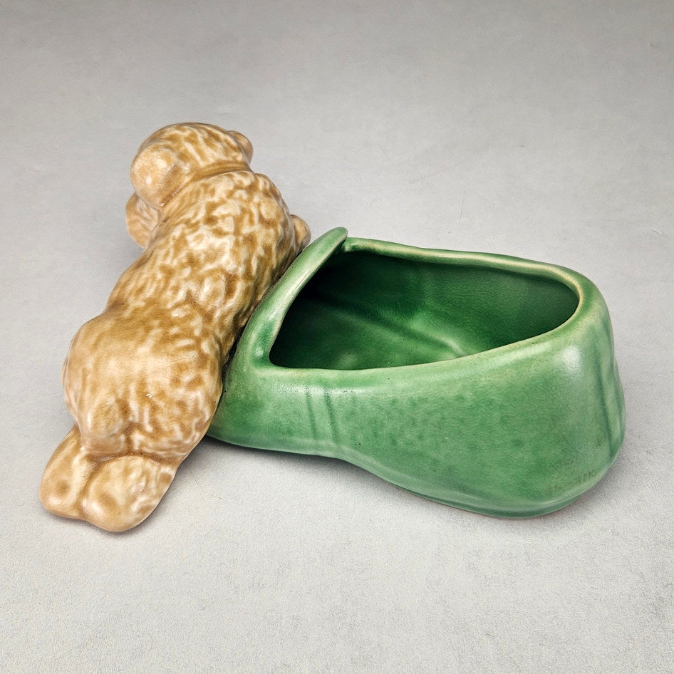 Vintage SylvaC 2051 Puppy on Green Slipper Posy Vase, view 4