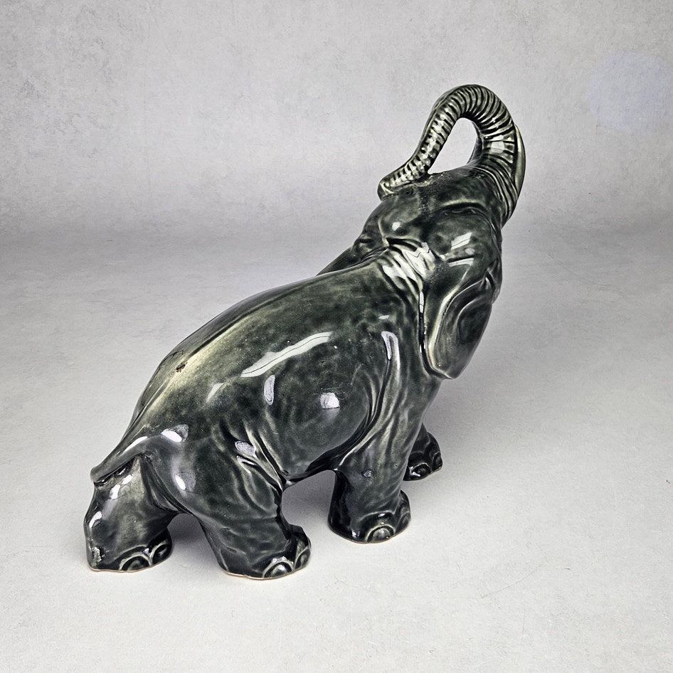 Vintage SylvaC 770 Black Raised-Trunk Elephant Figurine, view 3