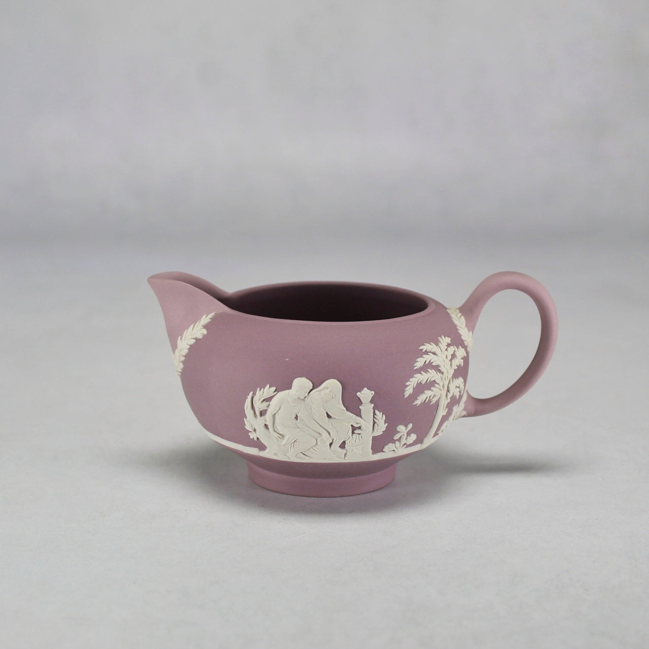 Wedgwood Lilac Jasperware Creamer with Neoclassical Relief Figures