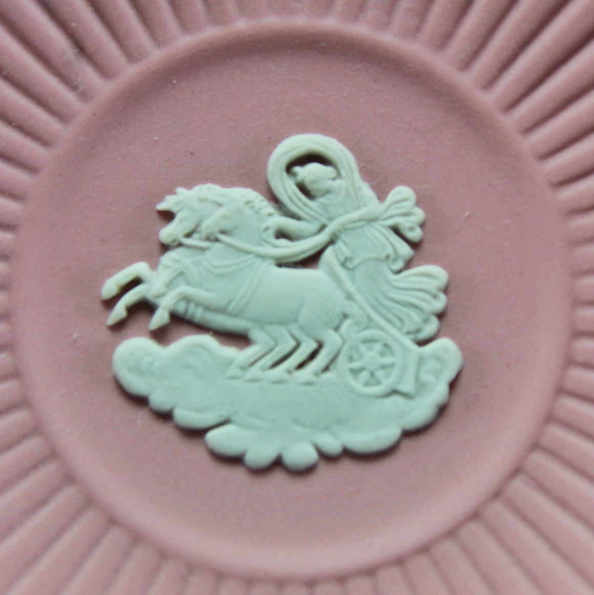 Wedgwood White on Pink Jasperware Pin Dish with Neoclassical Relief Figure
