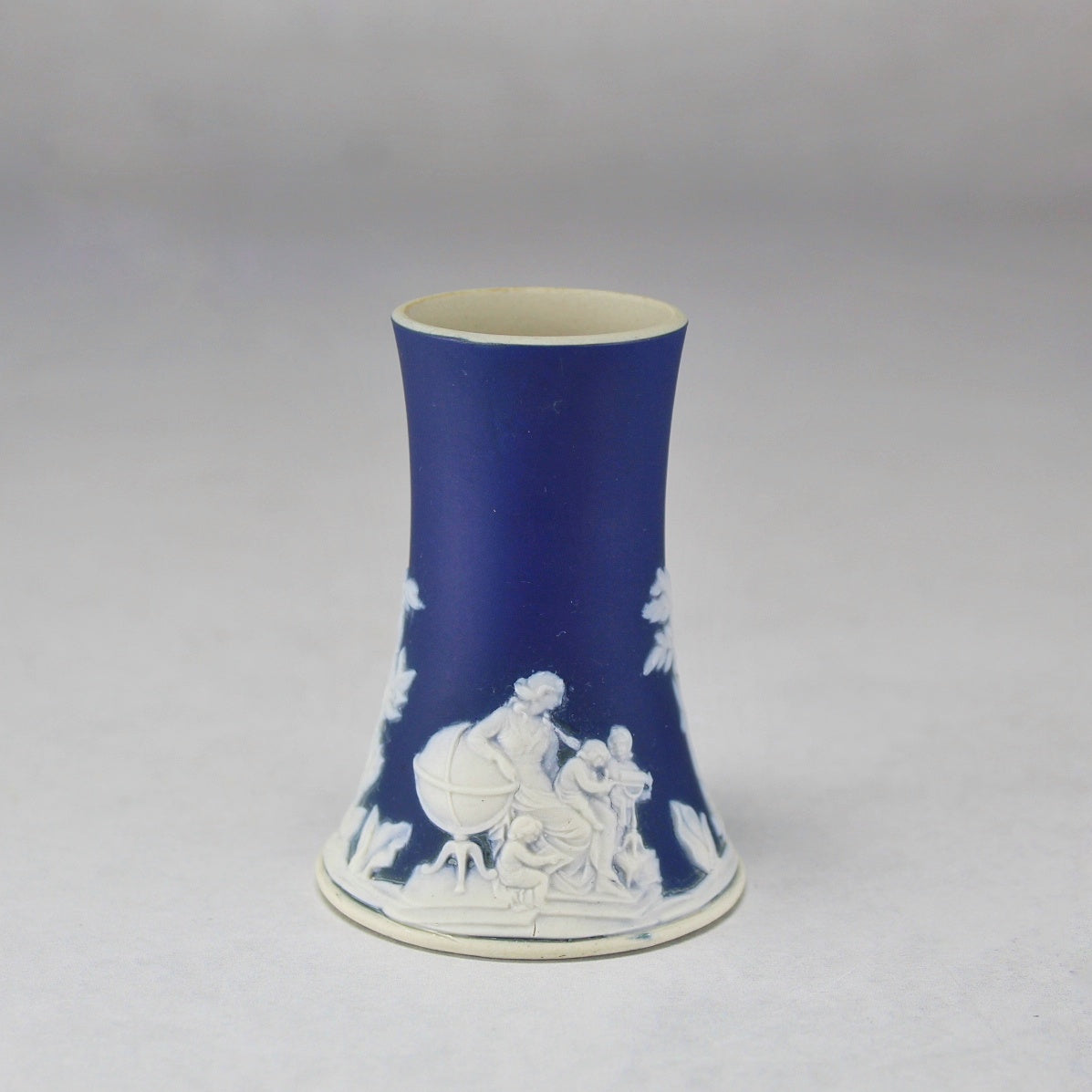 William Adams & Sons White on Cobalt Blue Jasperware Vase