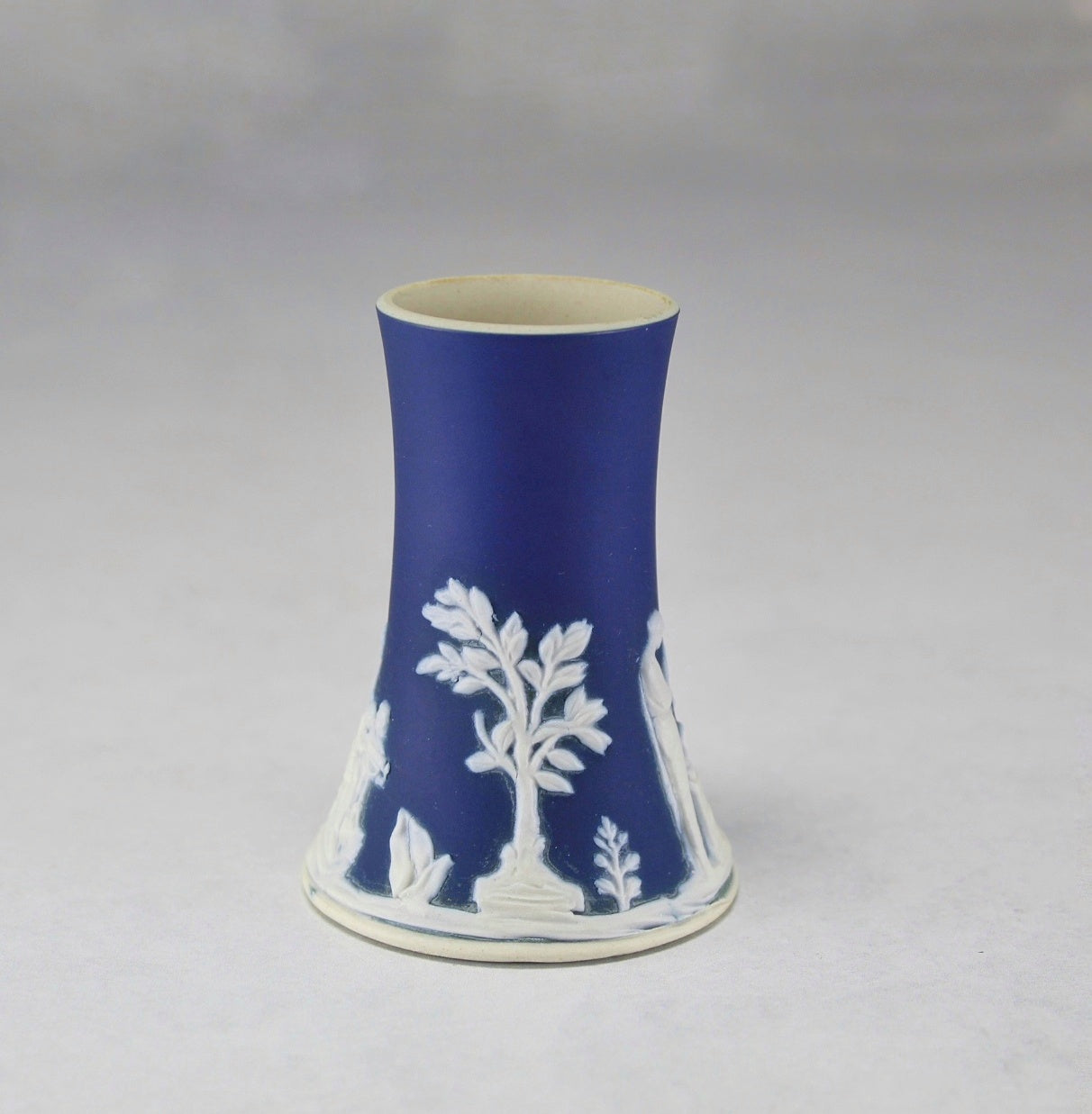 William Adams & Sons White on Cobalt Blue Jasperware Vase