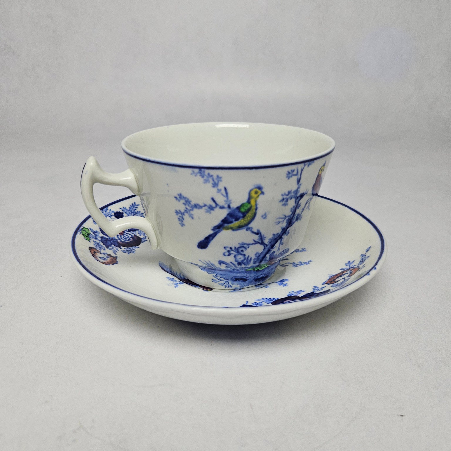 Wood & Sons Oriental Bird Blue and White Tea Cup and Saucer
