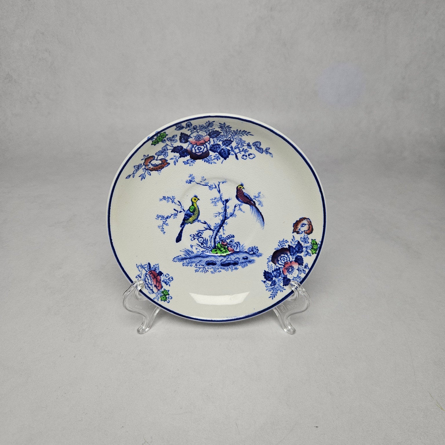 Wood & Sons Oriental Bird Blue and White Tea Cup and Saucer