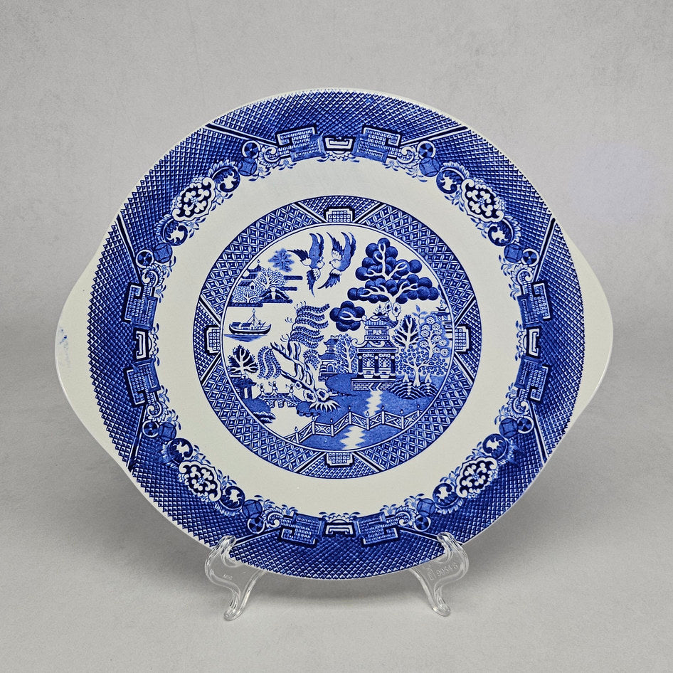 Wood & Sons Woods Ware Willow Blue and White Handled Cake Plate