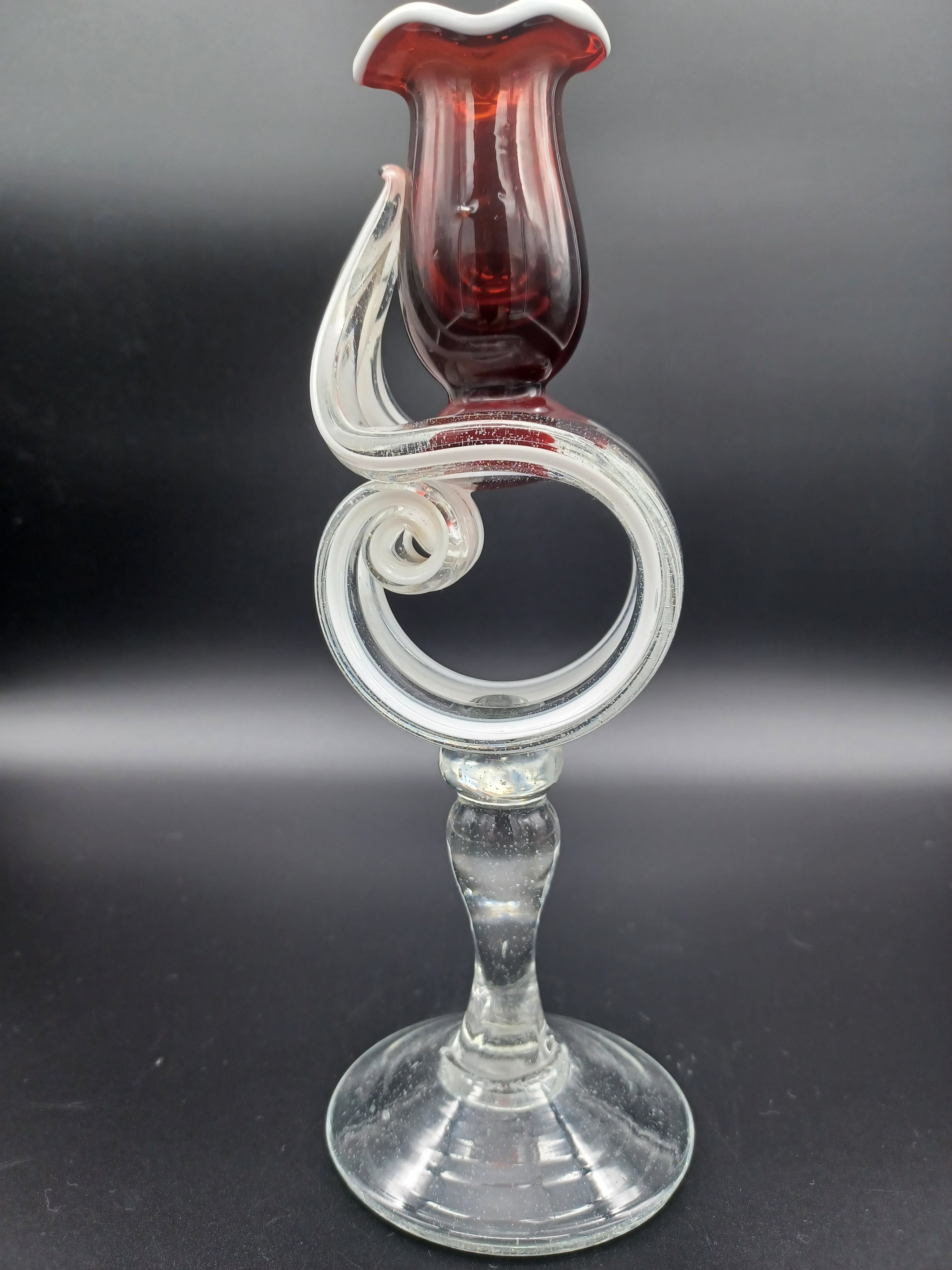 A red color transparent glass made floral designed water glass, completely  made by artisians, whole handmade