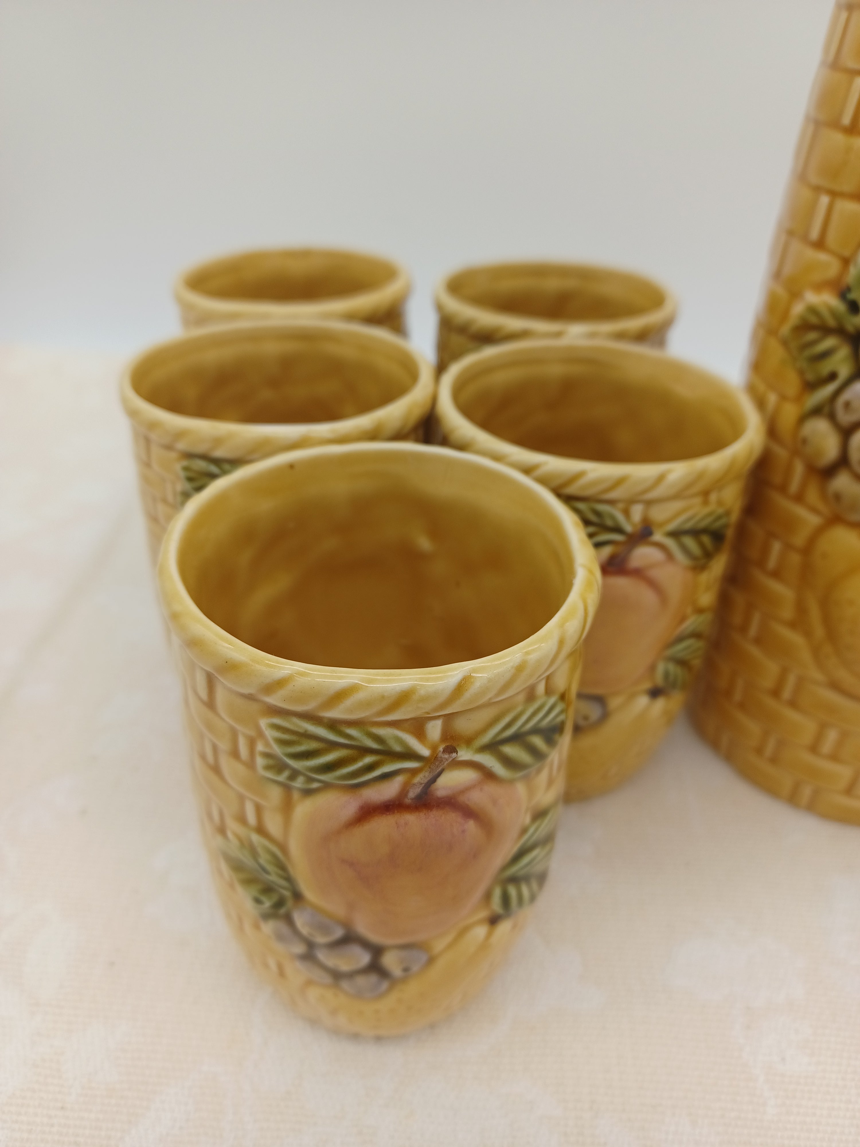 Vintage Orange Fruit Pitcher Ceramic