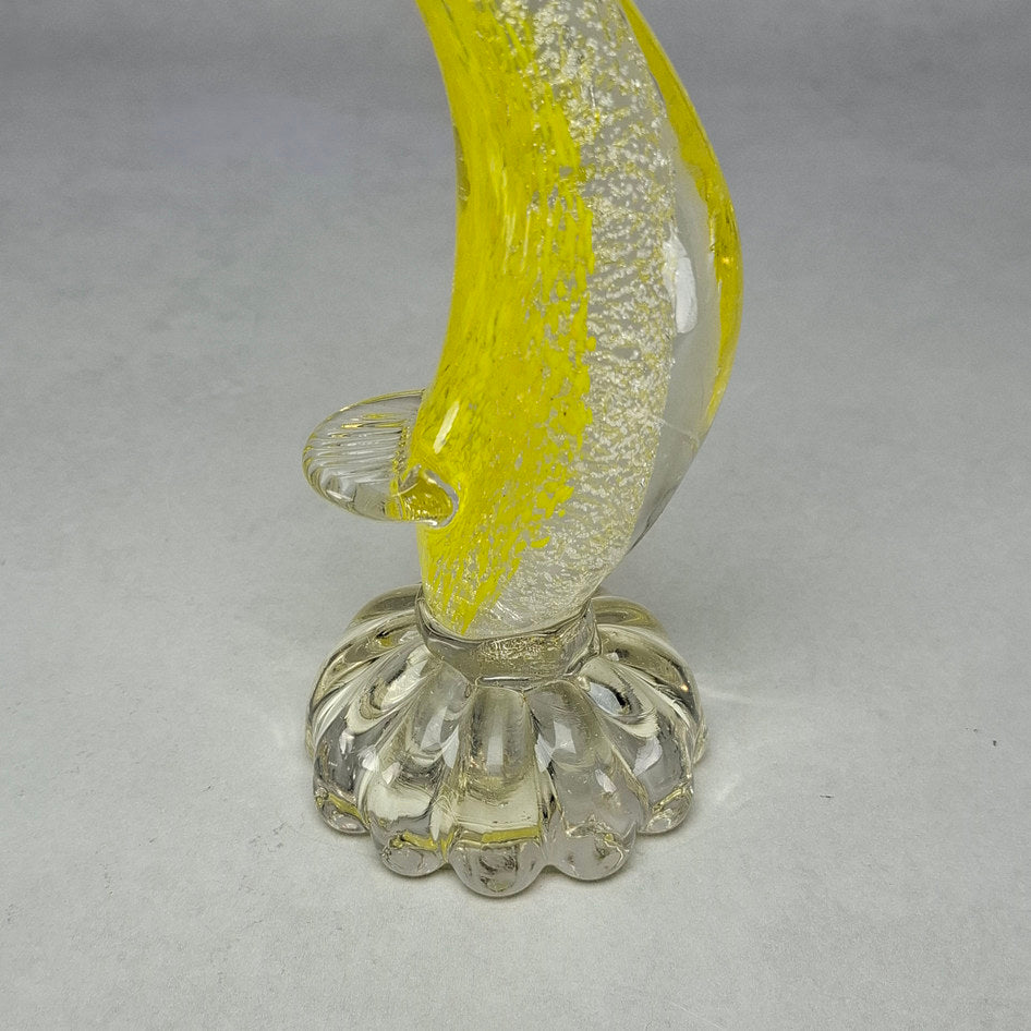 Mid-Century Clear and Yellow Art Glass Duck Sculpture