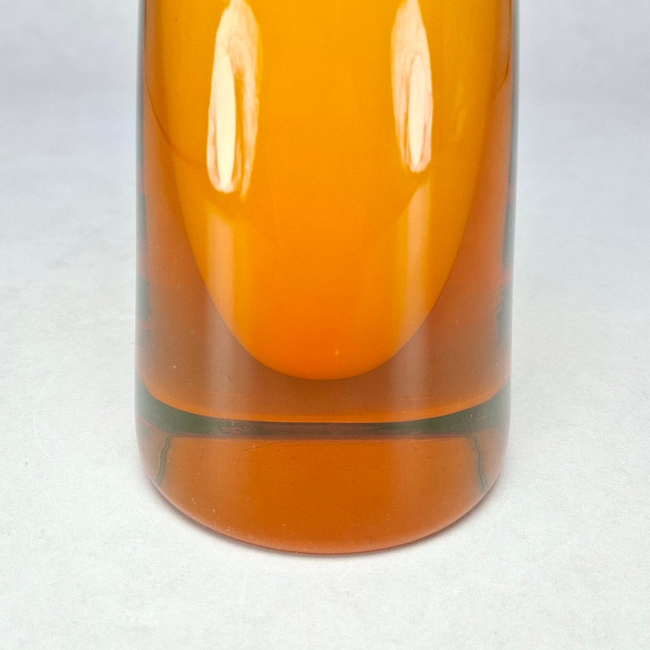 Murano-Style Amber and Yellow Hand-Blown Art Glass Horn Vase