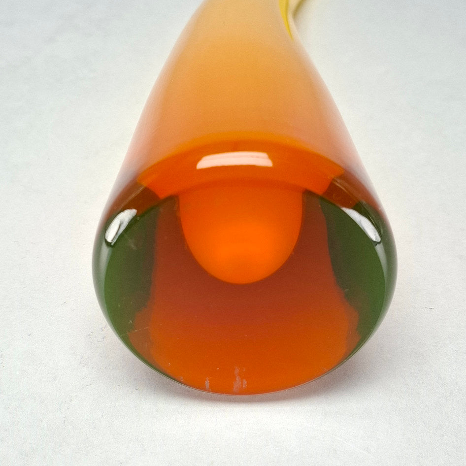 Murano-Style Amber and Yellow Hand-Blown Art Glass Horn Vase
