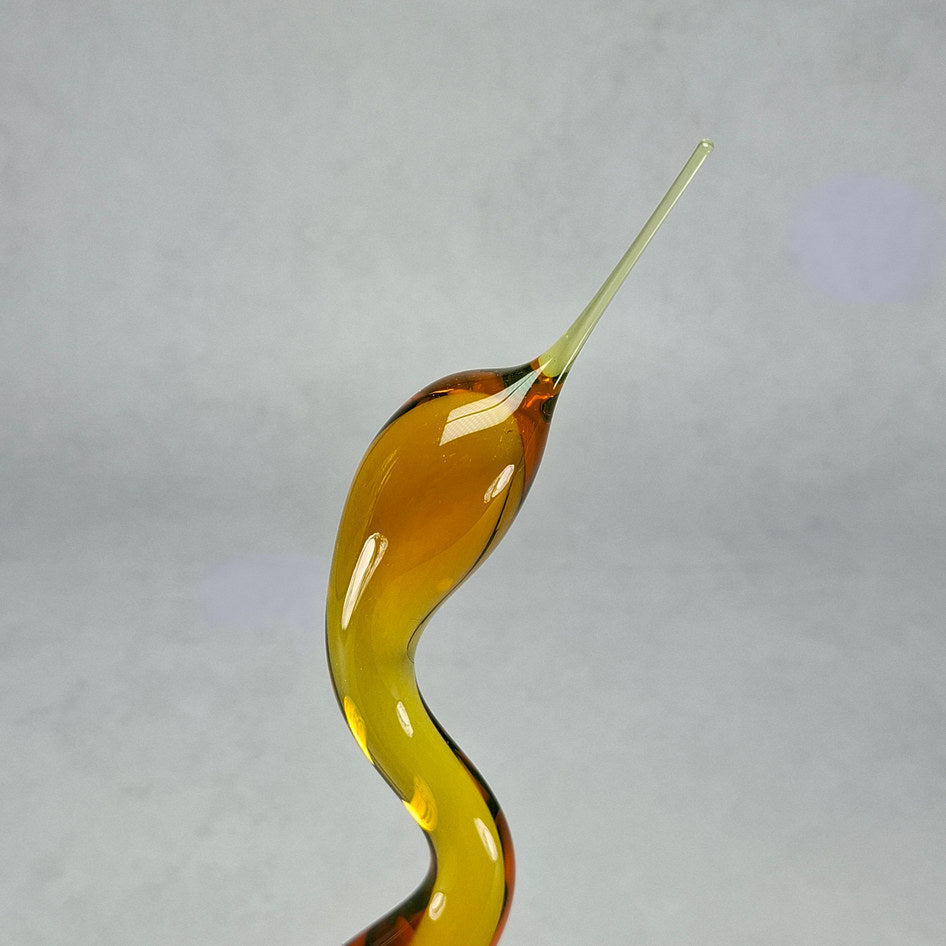 Murano-Style Amber and Yellow Hand-Blown Art Glass Swan