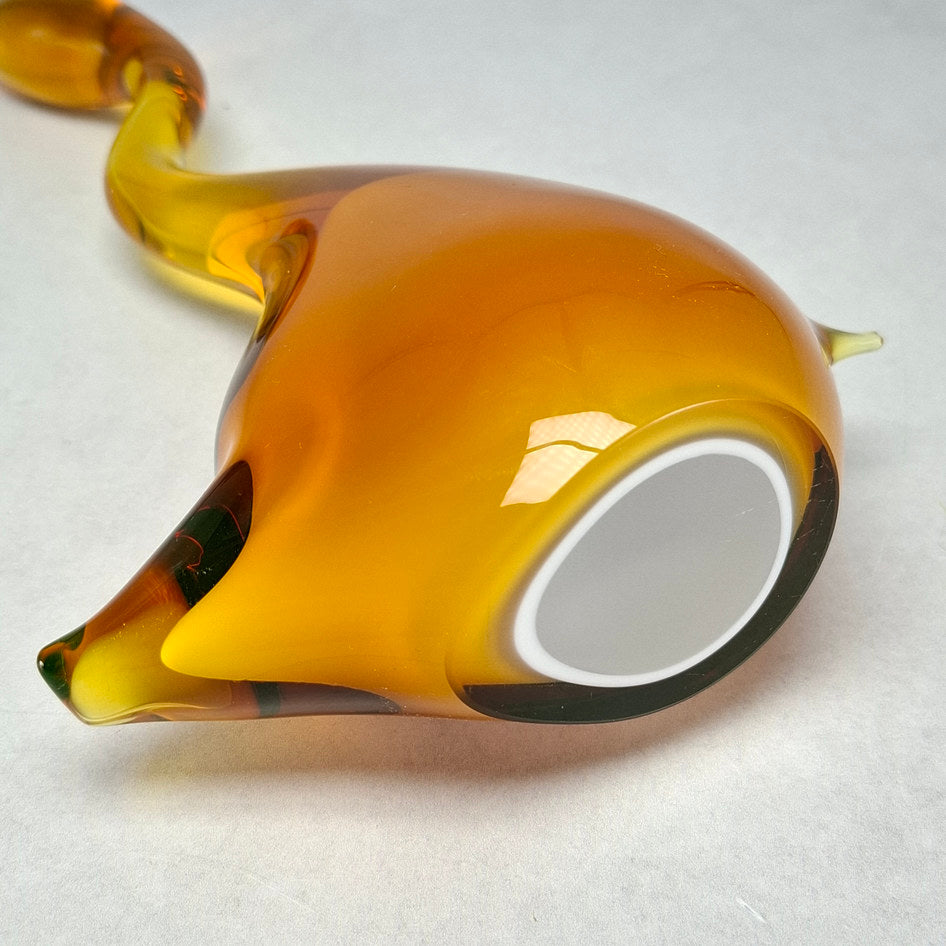 Murano-Style Amber and Yellow Hand-Blown Art Glass Swan