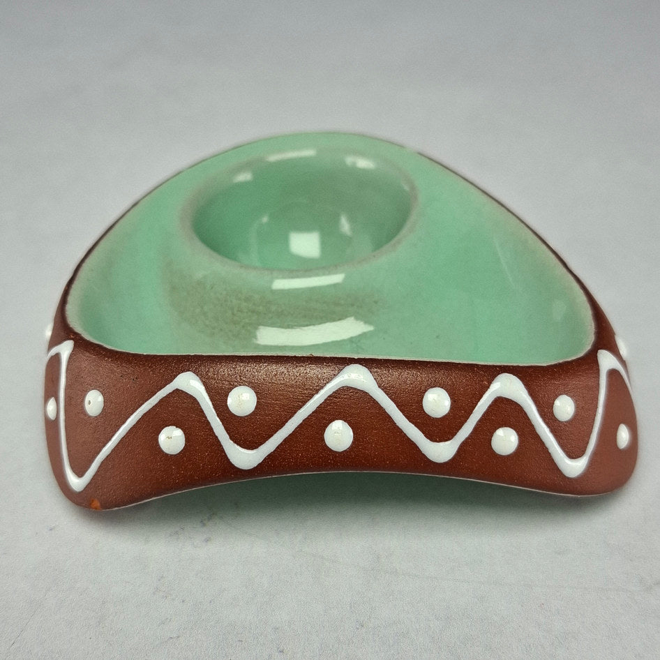 Kalahari Pottery Mint and Terracotta Hand-Painted Egg Holder