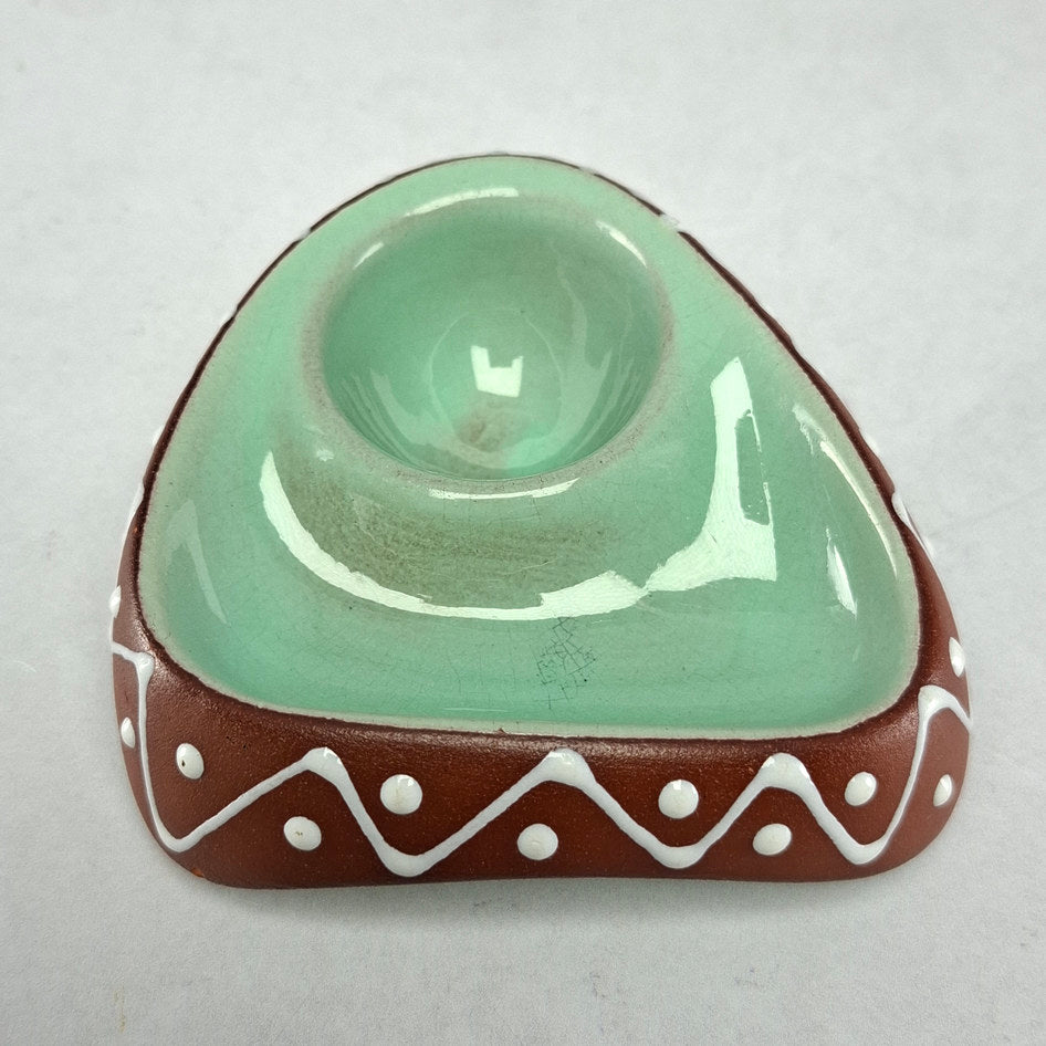 Kalahari Pottery Mint and Terracotta Hand-Painted Egg Holder