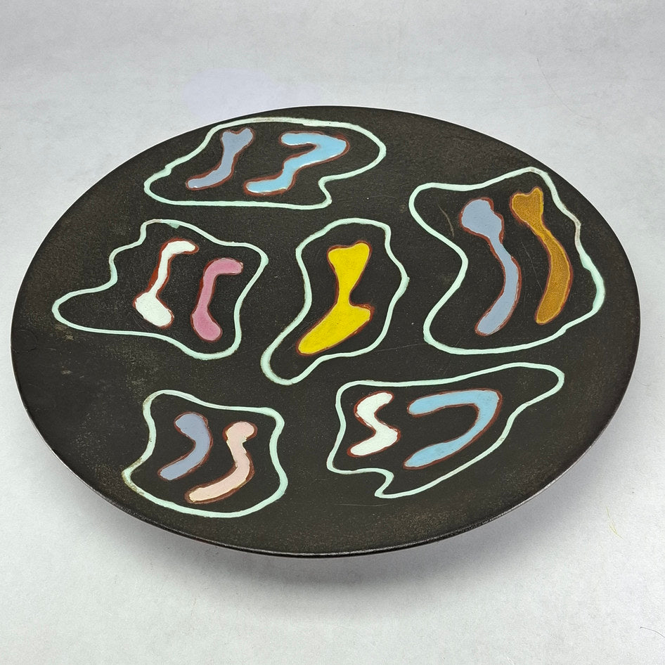 Dykor Studio Pottery Abstract Art Plate on Three Feet