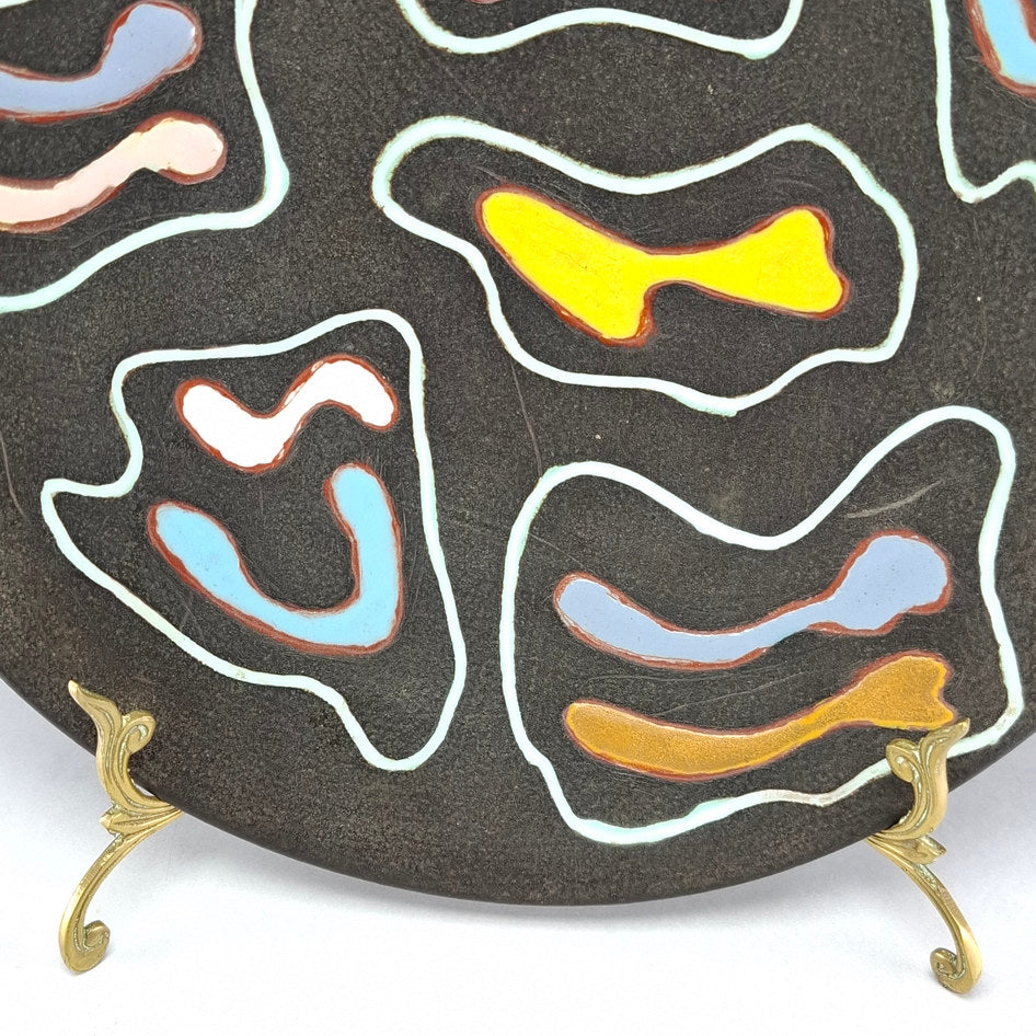 Dykor Studio Pottery Abstract Art Plate on Three Feet
