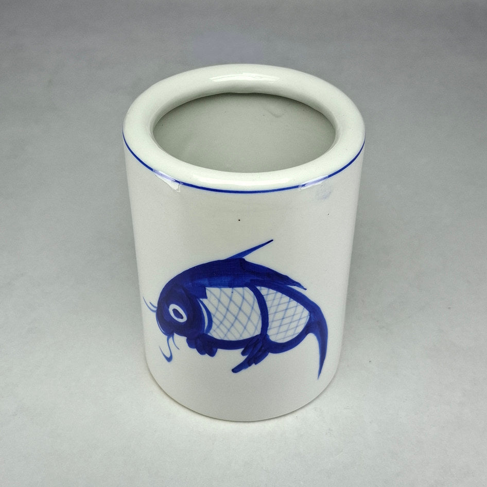 Blue and White Porcelain Koi Design Pot