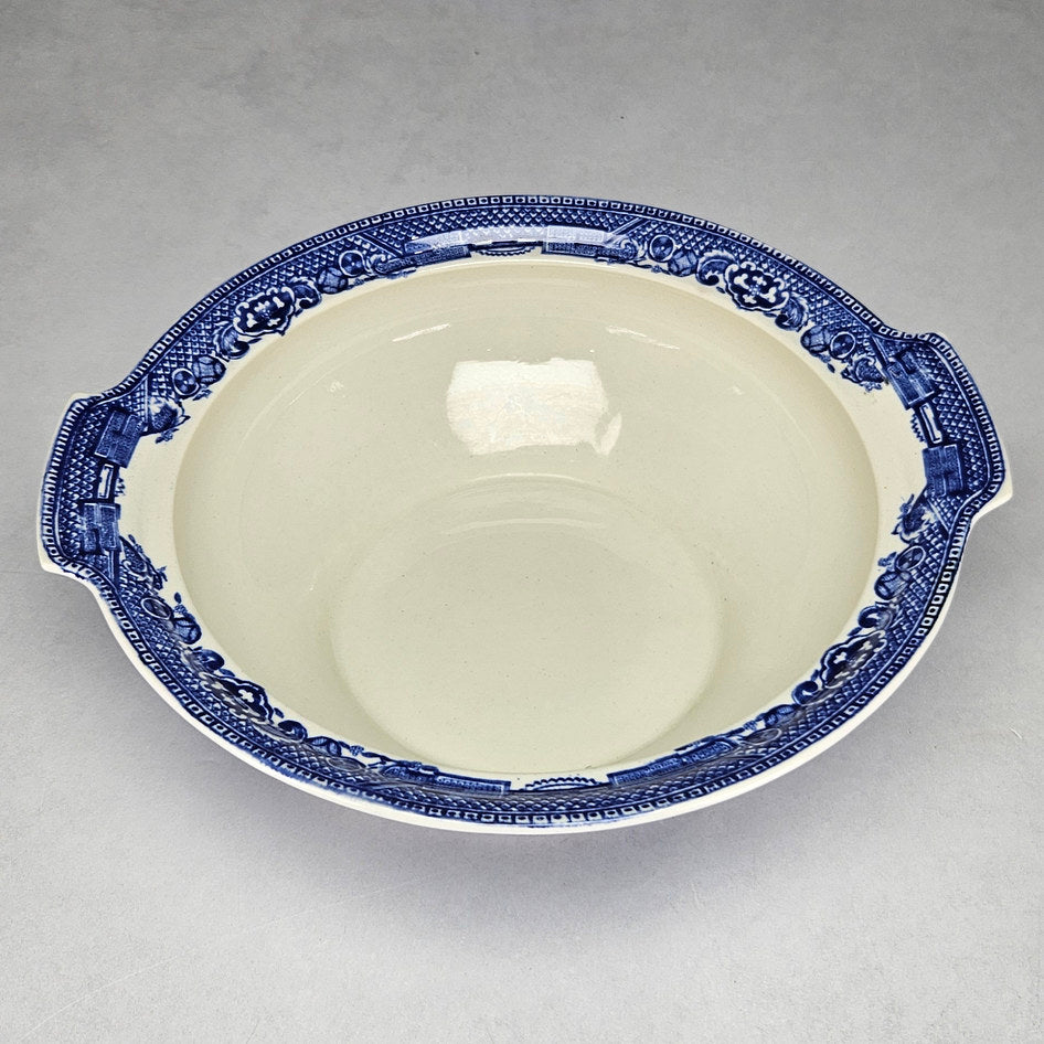 Alfred Meakin Old Willow Blue and White Handled Serving Bowl, view 3