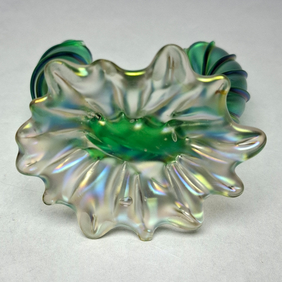 Antique Art Nouveau Iridescent Glass Twin U-Stem Vase