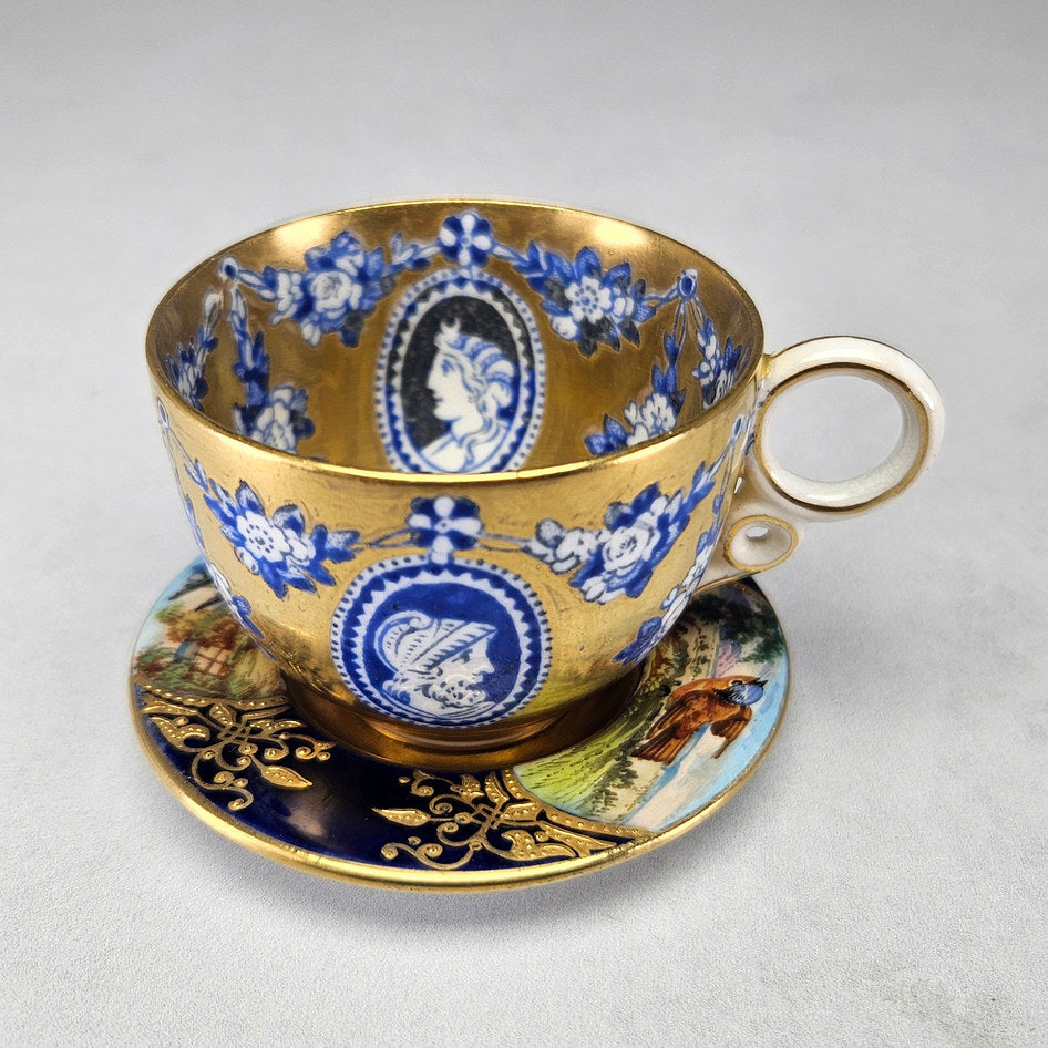 Coalport 5219 demitasse cup and saucer with gilding
