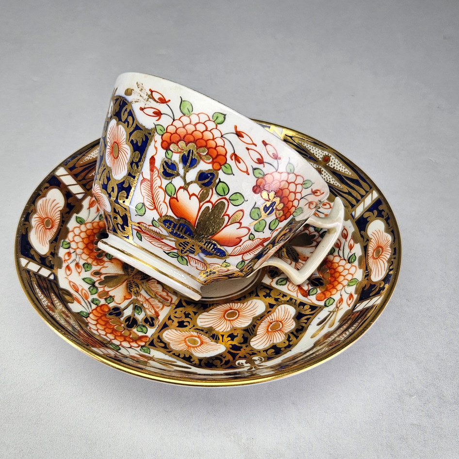 Matching Derby saucer with cobalt panels and gilt details