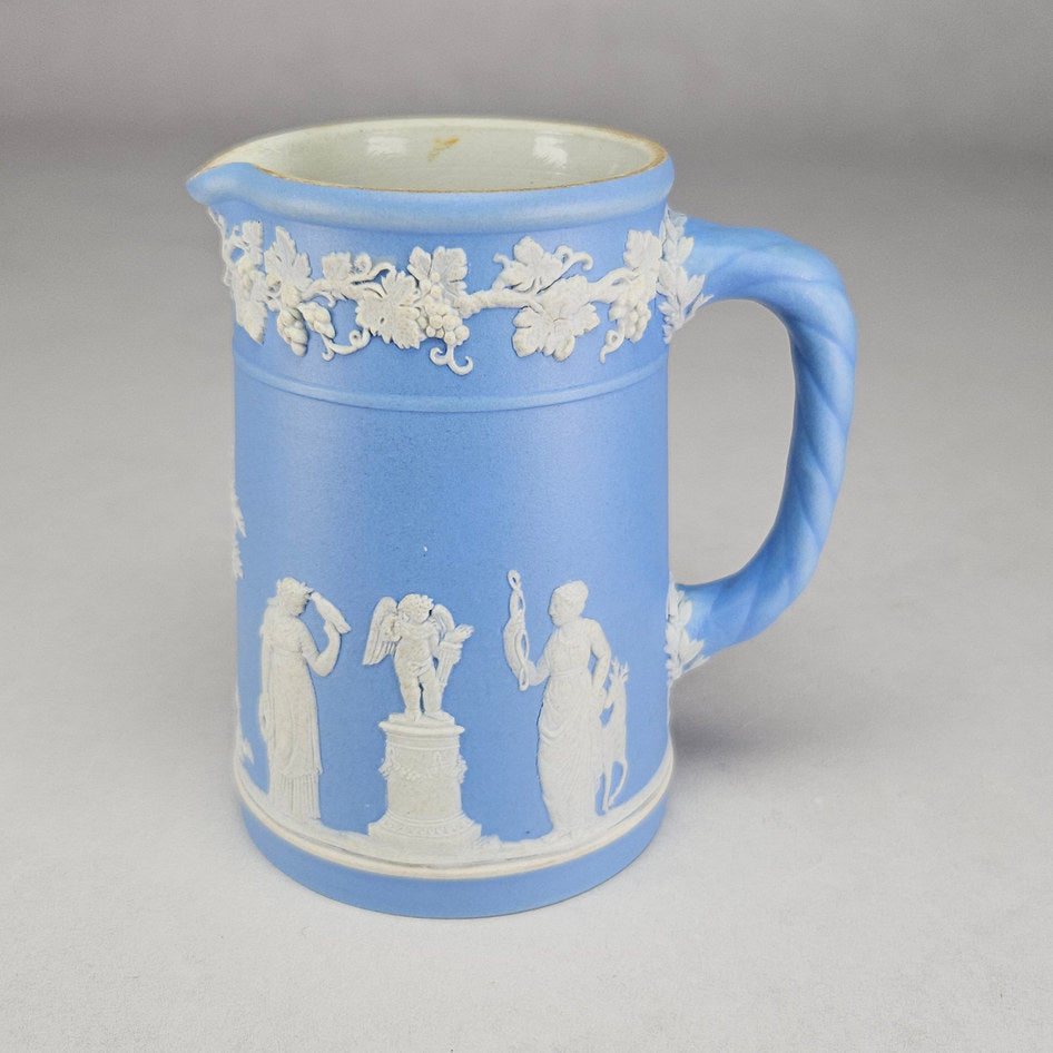 Antique Wedgwood Blue and White Jasperware Classical Jug