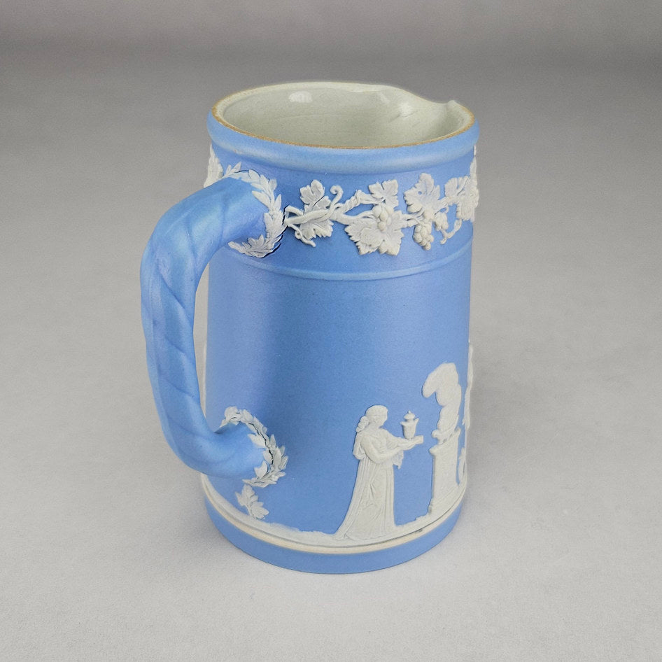 Antique Wedgwood Blue and White Jasperware Classical Jug