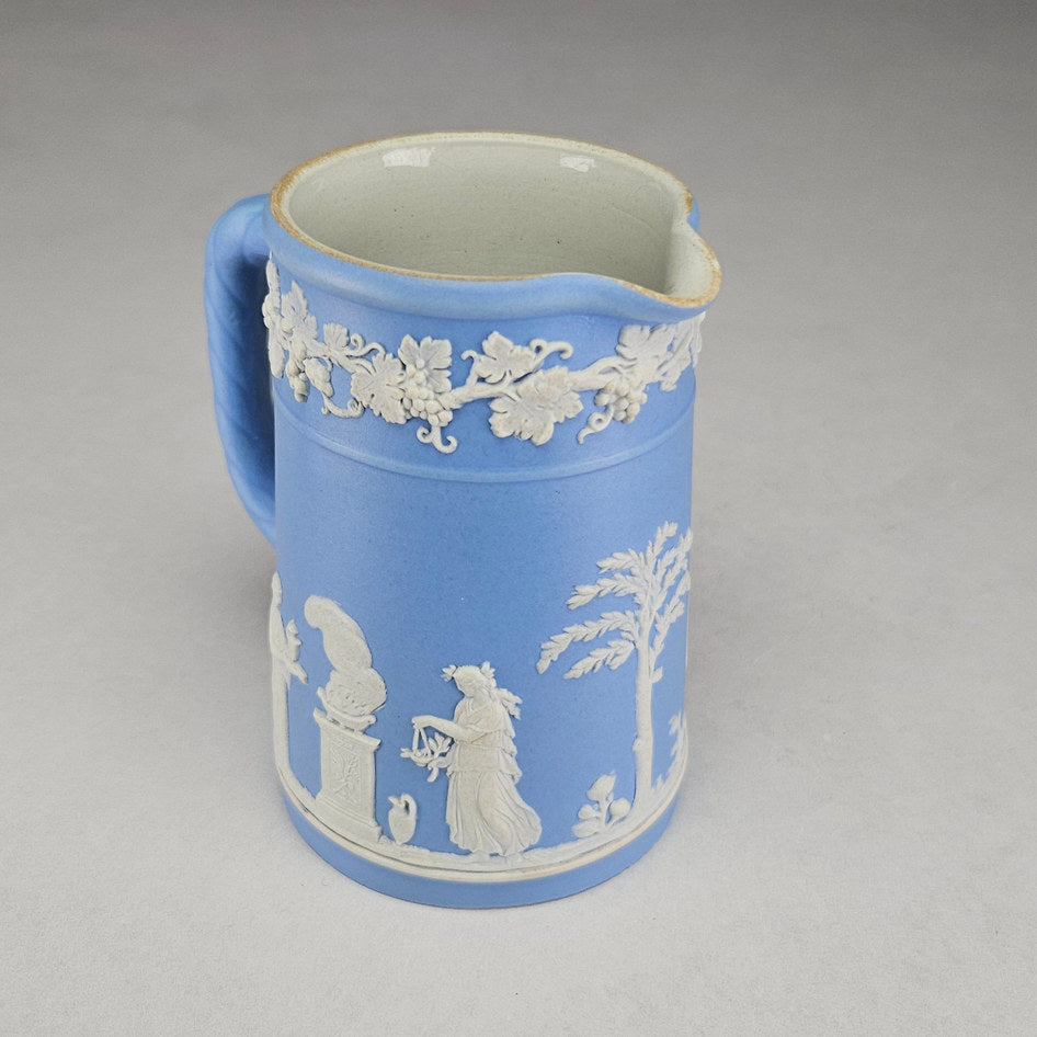 Antique Wedgwood Blue and White Jasperware Classical Jug