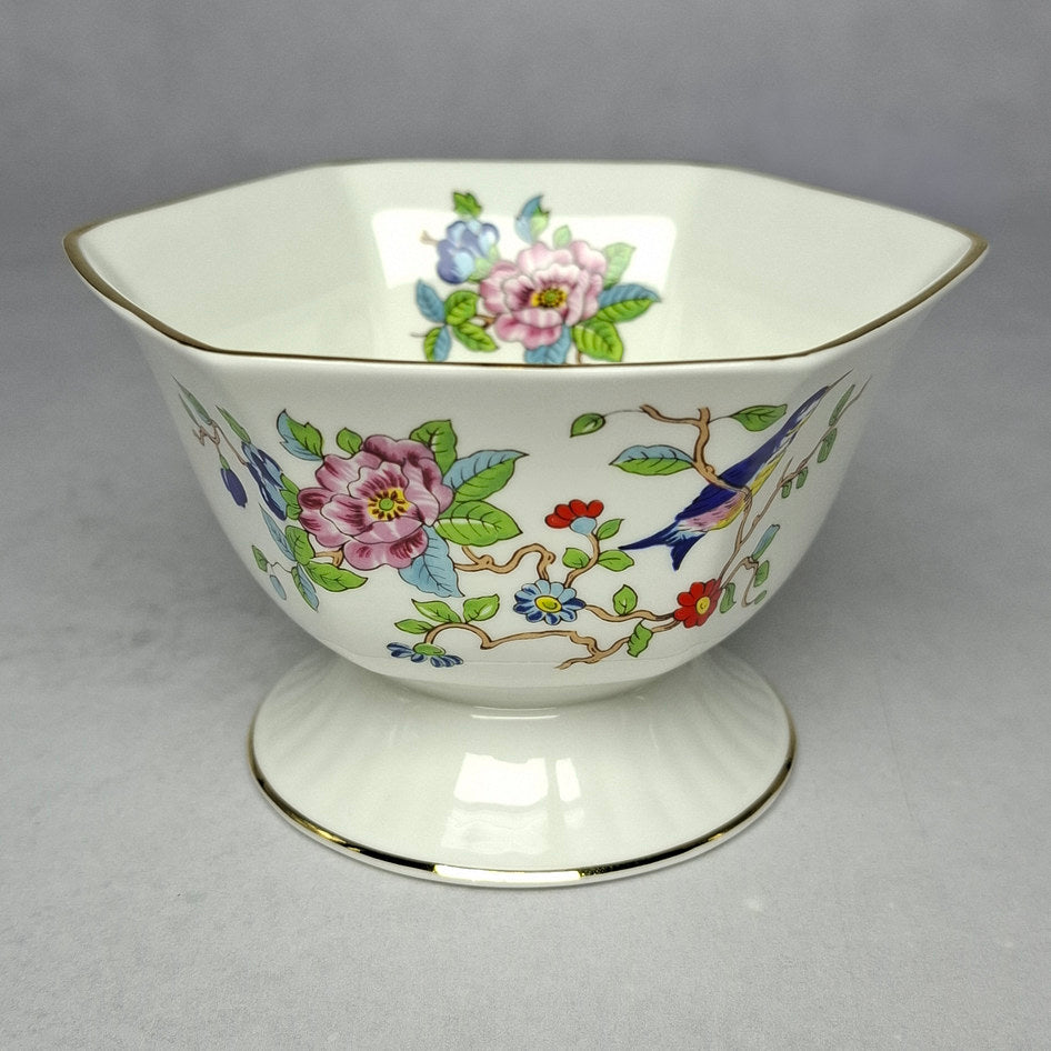 Aynsley Fine Bone China Footed Sugar Bowl with Bird and Floral Motif
