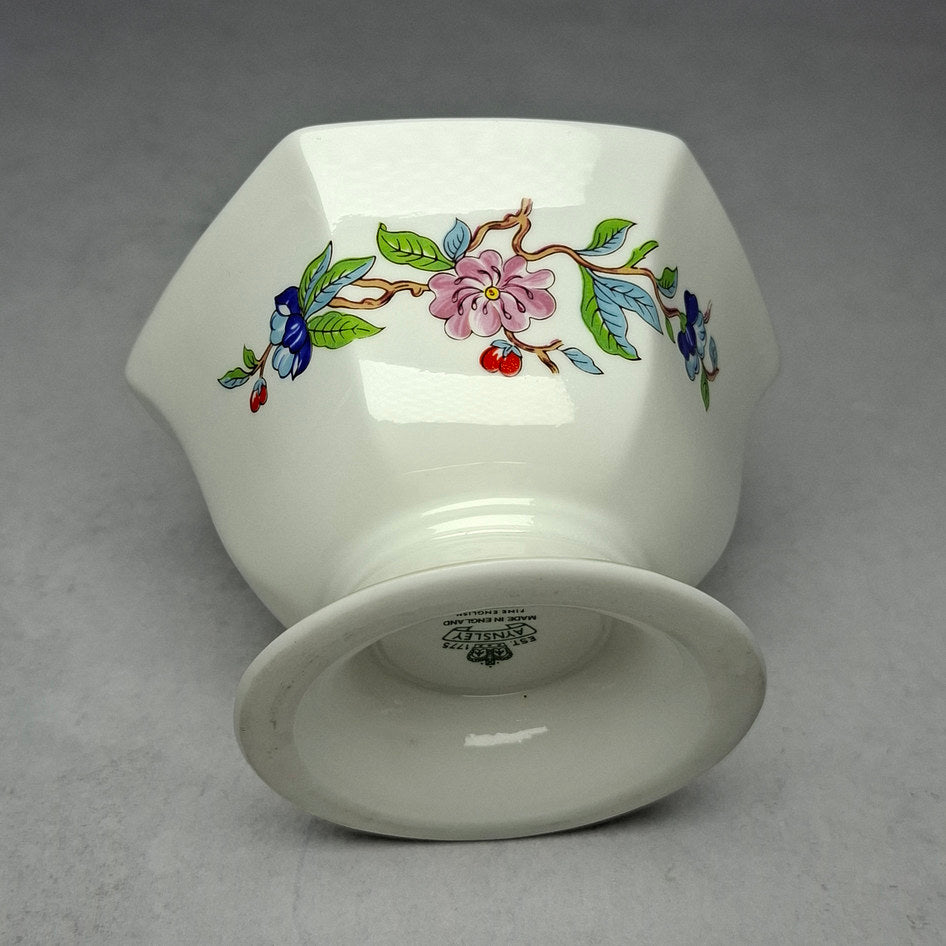 Aynsley Fine Bone China Footed Sugar Bowl with Bird and Floral Motif