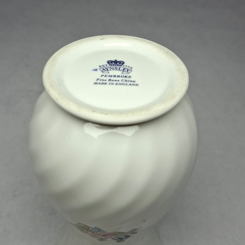 Aynsley Pembroke Fine Bone China Vase with Bird and Floral Motif