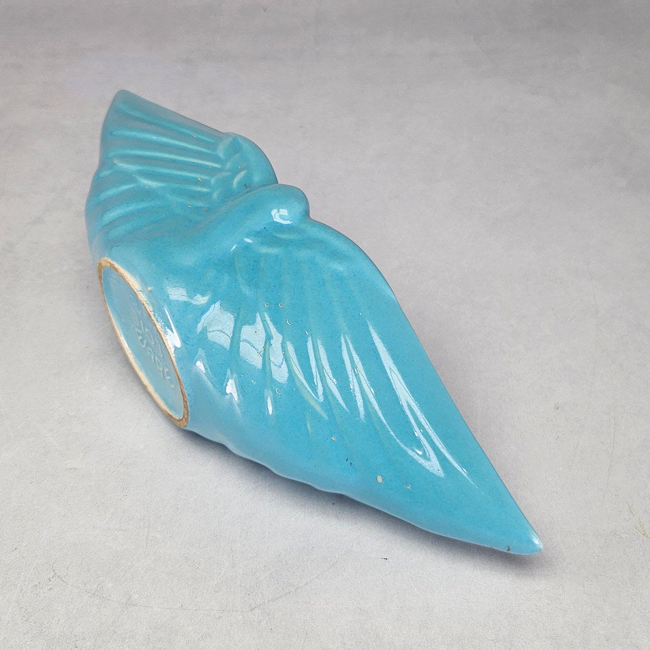 BEP Ware turquoise ceramic posy vase with outstretched wing relief