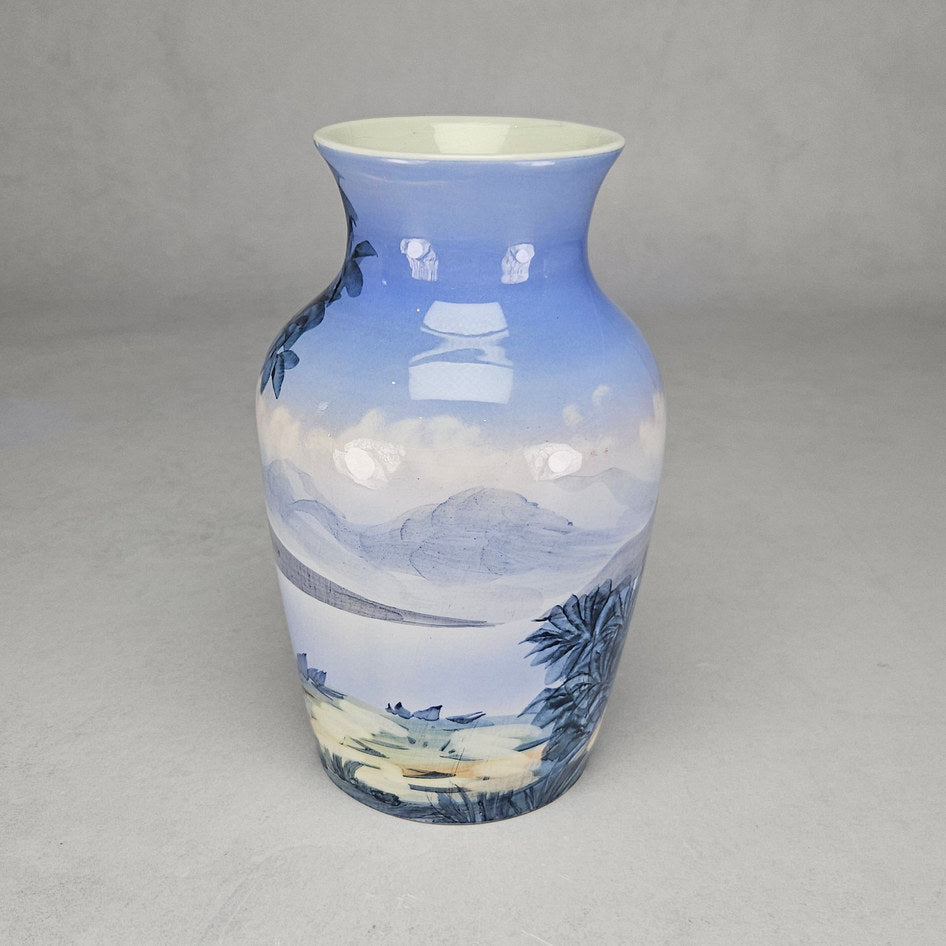 Bepi Signed Hand-Painted Landscape Ceramic Vase