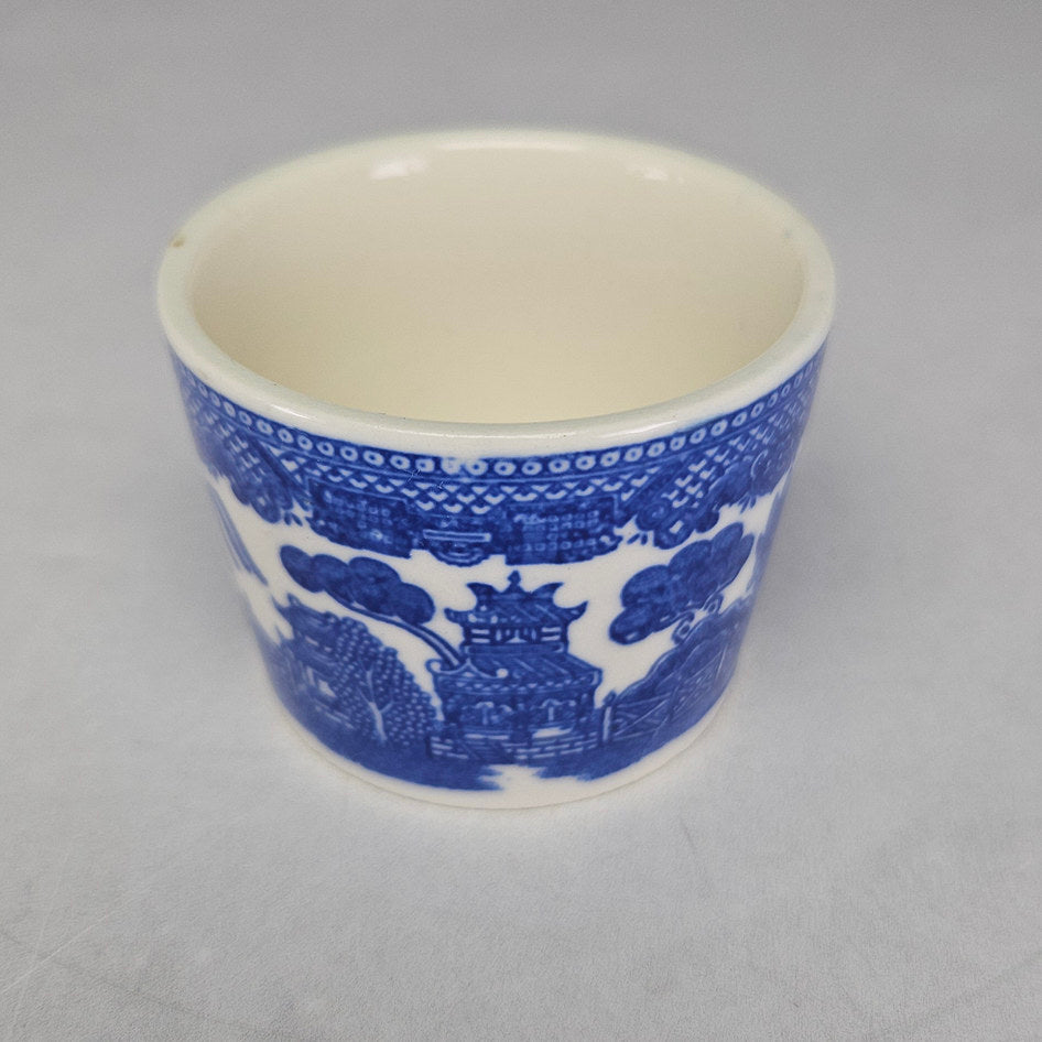 Blue and White Willow-Style Ceramic Toothpick Holder